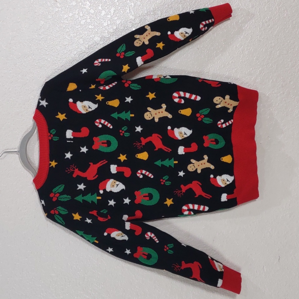 Tipsy Elves Black Cardigan with Red Trim and Festive Motifs - Picture 9 of 17